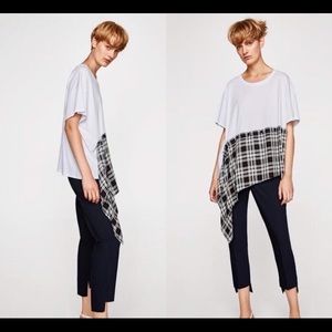 NWT Zara Asymmetric Checkered Blouse